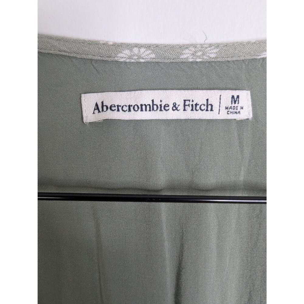 Abercrombie & Fitch Sage Green Floral Button Tie Front V-neck Mini Dress - Picture 6 of 9
